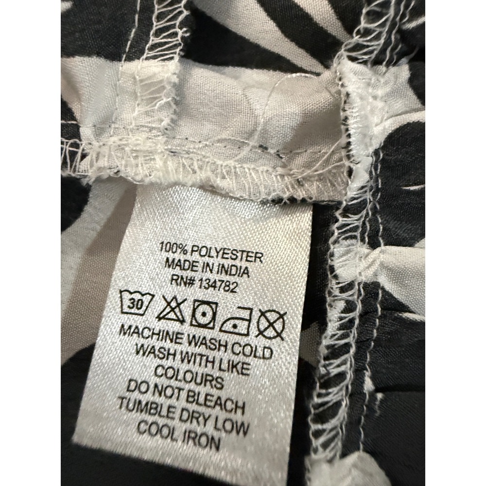 Indulge Black White Floral Shirt Dress Short Sleeve Tie Waist Mini Tiered Small - Picture 3 of 3